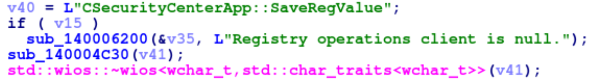 Usage of the registry operations client from the seccenter.exe`