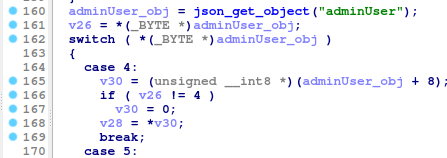 adminUser JSON field parsing and type identification