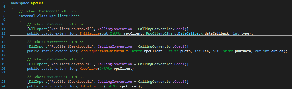 PInvoke definitions of the native RpcClientDesktop.dll