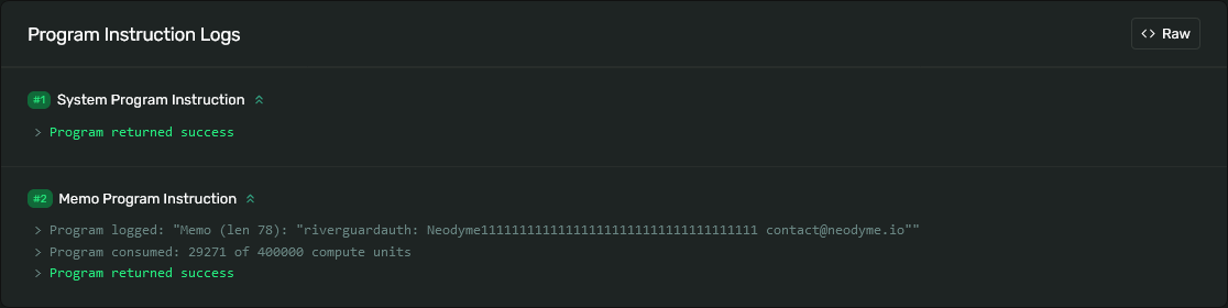 Image 2: An on-chain memo transaction, as displayed by the Solana explorer